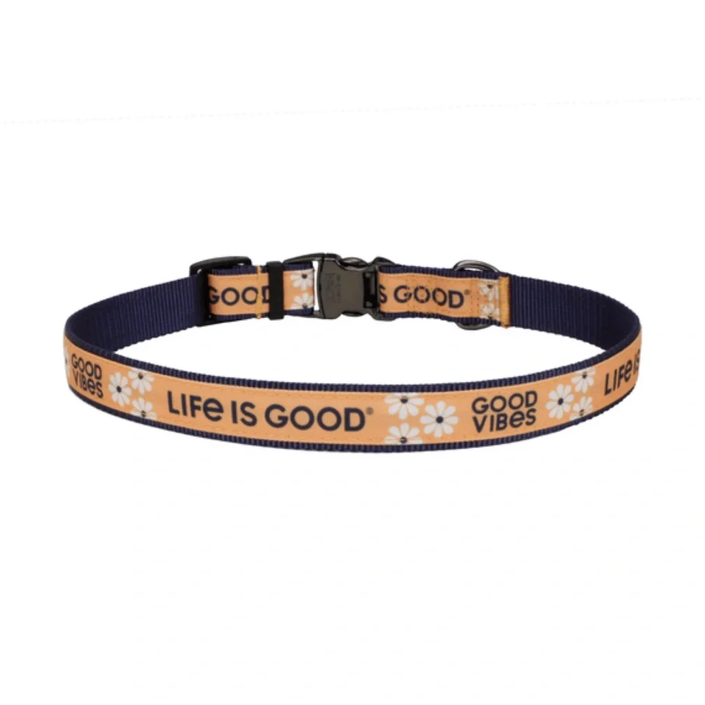 Life is Good Daisy Dog Collar- Baja Yellow